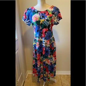 🎀 Vtg 80s Lanz Originals Floral Dress